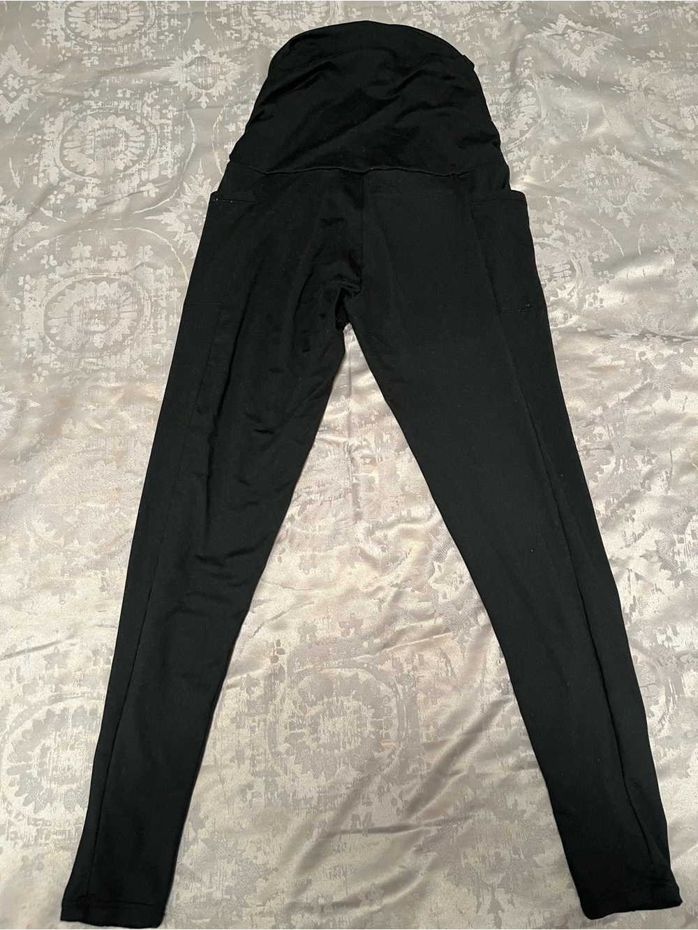 Black Maternity Leggings with Side Pockets